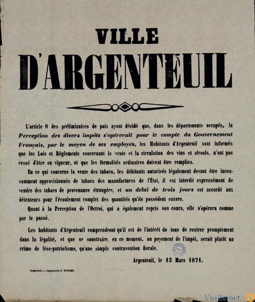 [Guerre franco-allemande. Occupation allemande. Argenteuil]