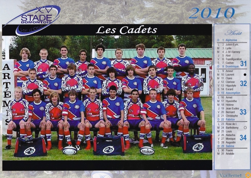 Histoire du Rugby de Domont Calandrier 2010