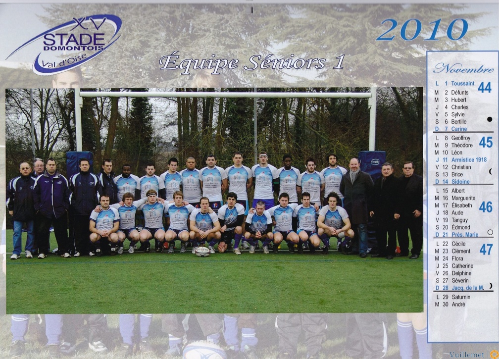 Histoire du Rugby de Domont Calandrier 2010