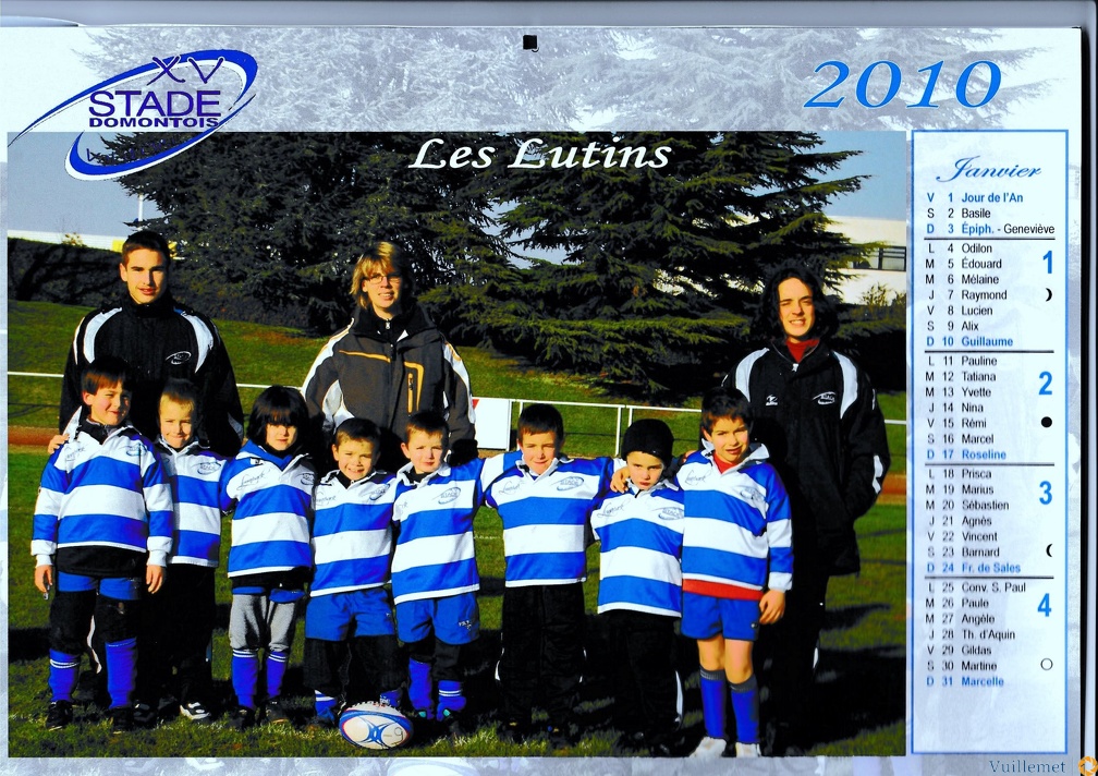 Histoire du Rugby de Domont Calandrier 2010