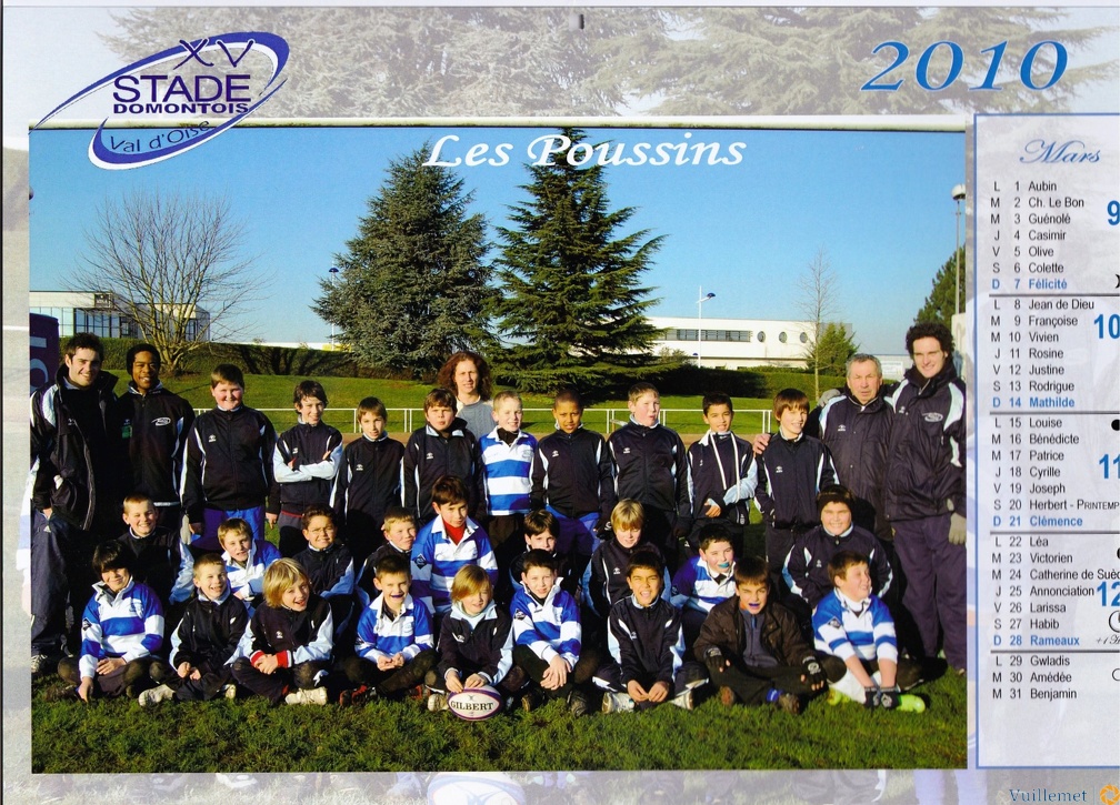 Histoire du Rugby de Domont Calandrier 2010