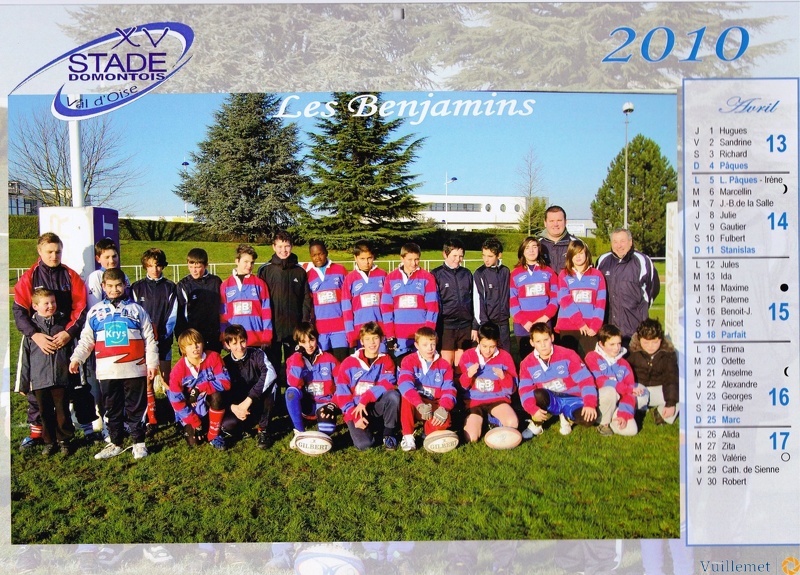 Histoire du Rugby de Domont Calandrier 2010