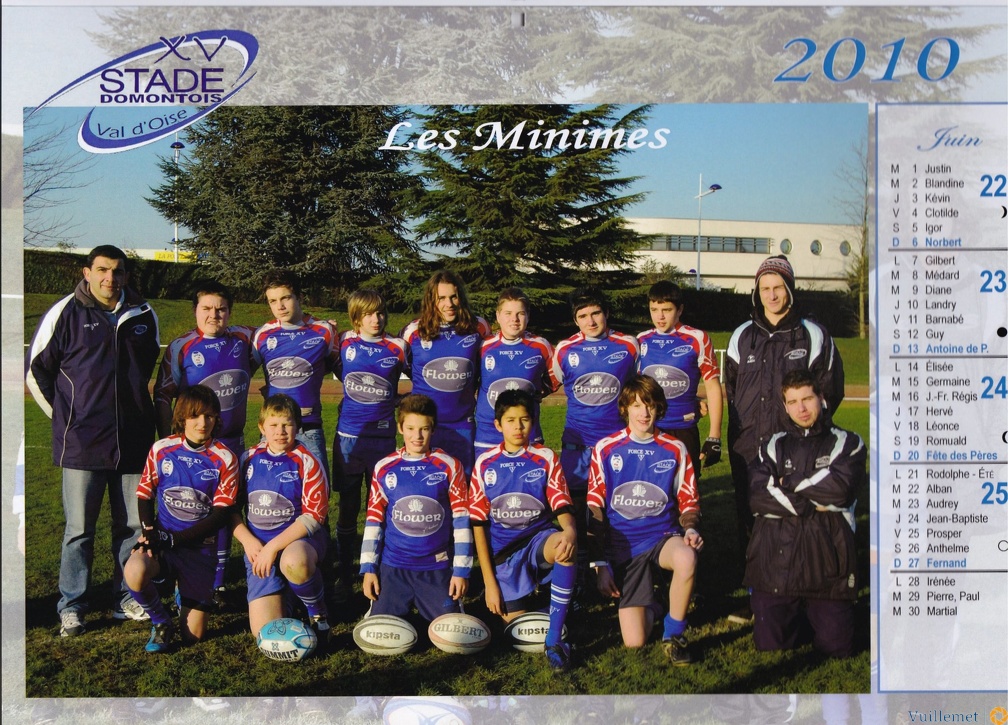 Histoire du Rugby de Domont Calandrier 2010