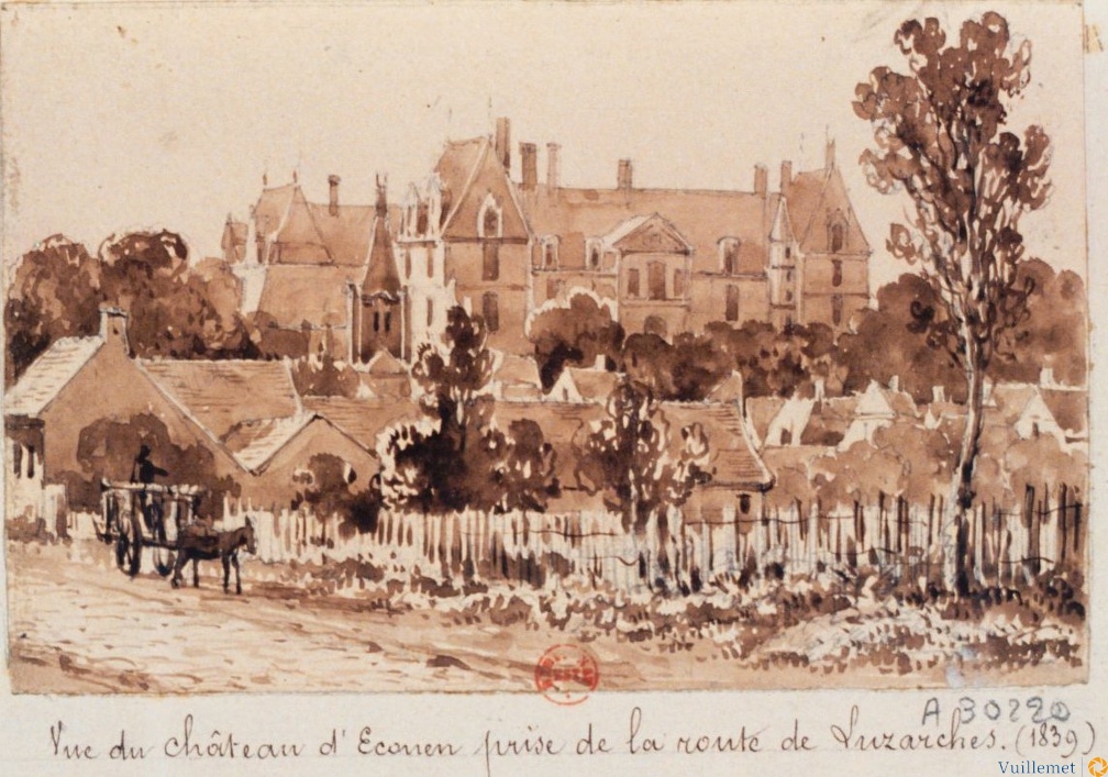 Vue du Château d'Ecouen prise de la route de Luzarches : [dessin]
