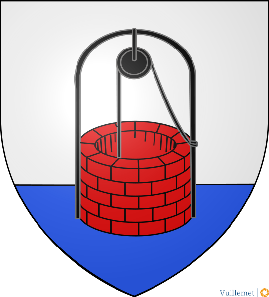 D'argent à la champagne d'azur au puits de gueules maçonné de sable et équité du même brochant sur la champagne2.Le statut officiel du blason reste à déterminer.
Source:Wikipedia
Puiseux-en-France.png